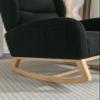 049-Teddy Fabric Rocking Chair with Packet Wood Legs,Black view 1