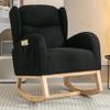 049-Teddy Fabric Rocking Chair with Packet Wood Legs,Black view 2