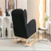 049-Teddy Fabric Rocking Chair with Packet Wood Legs,Black view 4