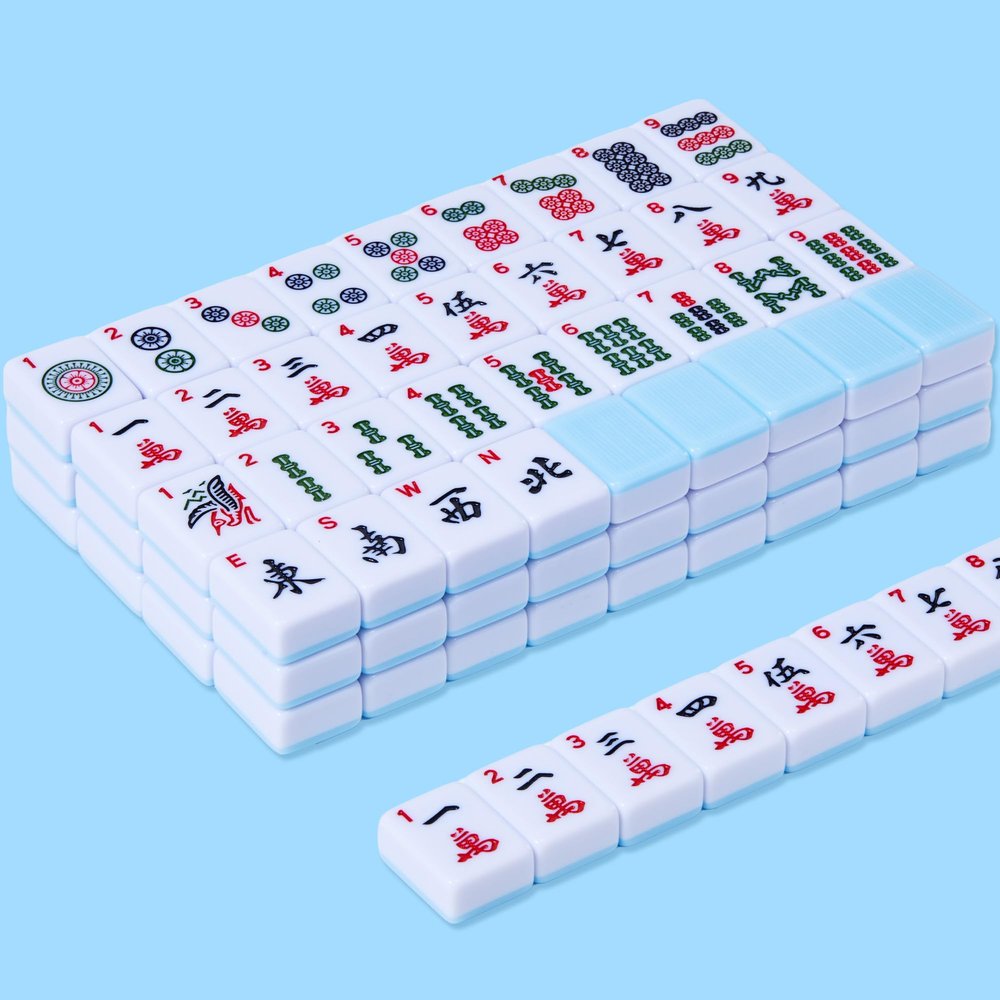 Aomercare American Mahjong Tile Set, 166 Blue Tiles (1.2) for Western Mahjong Game, Replacement Tiles Only, Durable Engraved Design