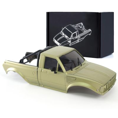 1/24 Pickup Truck Hard Body with Rear Cage Frame Wheelbase 133mm for 1/24 RC Crawler Axial SCX24 Bronco/Wrangler/C10/Base Camp Shell Upgrade (Cyan-Gold)