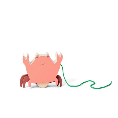BS Toys Pull The Crab - Wooden Toy - Cord Crab for Kids - Develops Coordination and Balance
