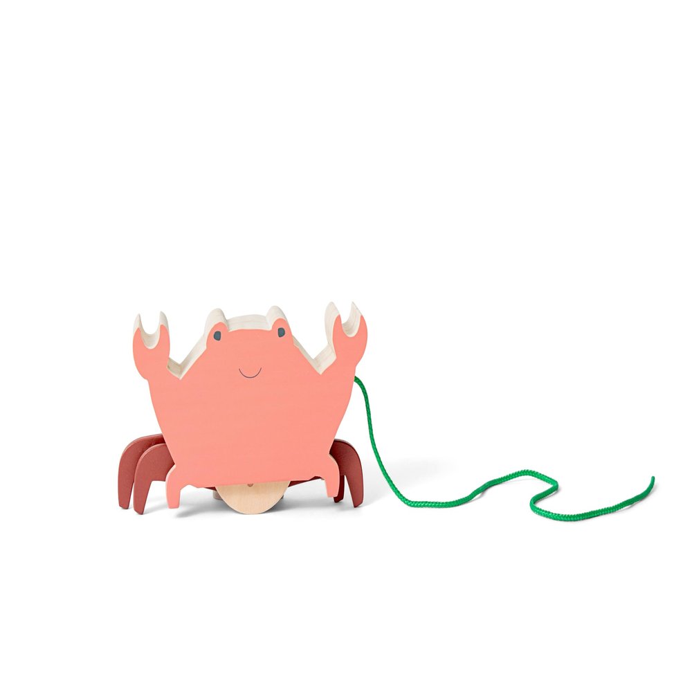 BS Toys Pull The Crab - Wooden Toy - Cord Crab for Kids - Develops Coordination and Balance
