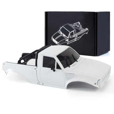 1/24 Pickup Truck Hard Body with Rear Cage Frame Wheelbase 133mm for 1/24 RC Crawler Axial SCX24 Bronco/Wrangler/C10/Base Camp Shell Upgrade (White)