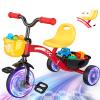 Kkdi Toddler Tricycle for 1-3 3-5 Year Olds, 2 3 4 5 Year Old Boys Girls Birthday Gifts, Toddler Baby Bike, Outdoor Toys for Ages 2-4, 4-Level Adjustable Seat, 3 Colorful Lighting Wheels, 2 Baskets view 1