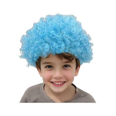 VEAREAR Curly Wig Colorful Clown Cosplay Wig Halloween Costume Fancy Party Stage Performance Boys Girls Synthetic Wig Light Blue