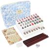 AurAlchemy Travel American Mahjong Tile Set | 166 PCS 0.8 Inch Mini Mahjong Game Tiles, 4 Wooden Racks, Floral Storage Bag, 3 Dice & Beginner's Guide, Complete Portable Set view 1