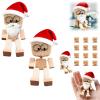 Christmas Shaking Wooden Man Figurine, Cute Figure That Sways with Santa Hat and DIY Beard, Charming Wooden Figure That Sways with 12PCS Magnetic Expressions for Car Dashboard Decor view 1