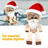 Christmas Shaking Wooden Man Figurine, Cute Figure That Sways with Santa Hat and DIY Beard, Charming Wooden Figure That Sways with 12PCS Magnetic Expressions for Car Dashboard Decor view 2