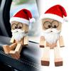Christmas Shaking Wooden Man Figurine, Cute Figure That Sways with Santa Hat and DIY Beard, Charming Wooden Figure That Sways with 12PCS Magnetic Expressions for Car Dashboard Decor view 3