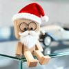 Christmas Shaking Wooden Man Figurine, Cute Figure That Sways with Santa Hat and DIY Beard, Charming Wooden Figure That Sways with 12PCS Magnetic Expressions for Car Dashboard Decor view 4