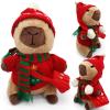 25cm Christmas Capybara Plush Toy with 10Pcs Clothes Accessories, Christmas Dress Up Stuffed Animal Doll Birthday Gift for Boys and Girls view 3