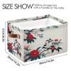 Maunzc Japanese Abstract Floral Storage Bins Collapsible Storage Basket with Metal Frame, Fabric Shelves Bins Closet Baskets with Handles, 2-Pack view 3