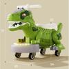 Dinosaur Balance Bike Toddler 4-Wheel Twice Car with Music and Light Effects First Birthday Gifts(Yellow) view 2