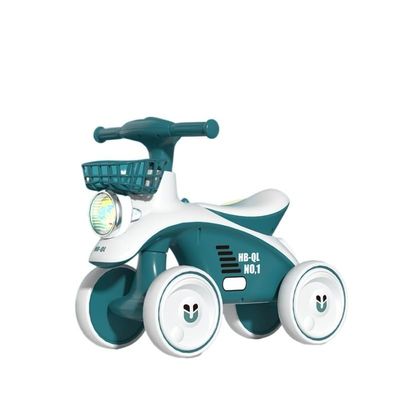 Baby Balance Bike Colorful Lighting Baby Balance Four-Wheeled Vehicle with Basket First Birthday Gift(Green)