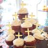 12Pcs Cross Cupcake Toppers - Religious Baptism Party Decorations,Acrylic Gold Cross Cupcake Toppers,First Communion Party Cake Topper,God Bless Birthday Wedding Party Photo Props view 3