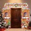3 Pcs Christmas Gingerbread House Decorations,Gingerbread House Door Covers Lighted Backdrop for Xmas Holiday Indoor Outdoor Winter Party Decor view 3