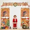 3 Pcs Christmas Gingerbread House Decorations,Gingerbread House Door Covers Lighted Backdrop for Xmas Holiday Indoor Outdoor Winter Party Decor view 4