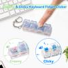 2 Pcs Keyboard Fidget Toy, Creamy & Clicky Fidget Clicker Keychain, Light Up and No Light Cute Cat Stress Relief Fidget Toys for Adults, Boost Focus & Calm Anxiety at Work, Study, Travel (White, Blue) view 3