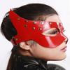 AiCc stylists Red Latex Hood Rubber Studded Cateye Mask Cosplay Halloween (XL) view 2