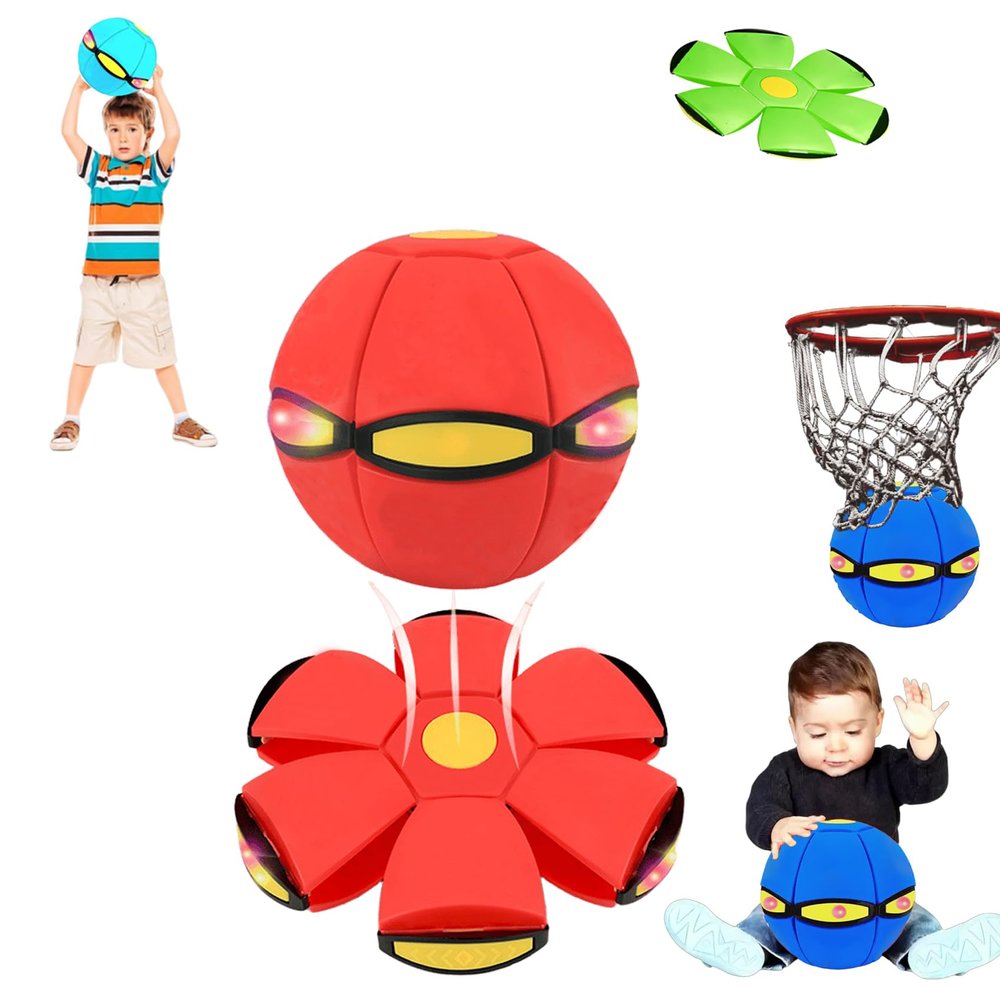 Brandone Children's Bouncing Ball, Magic Flying Saucer, Bouncy Ball, Parent-Child Interaction, Magic Flying Bouncing for Children (Red)