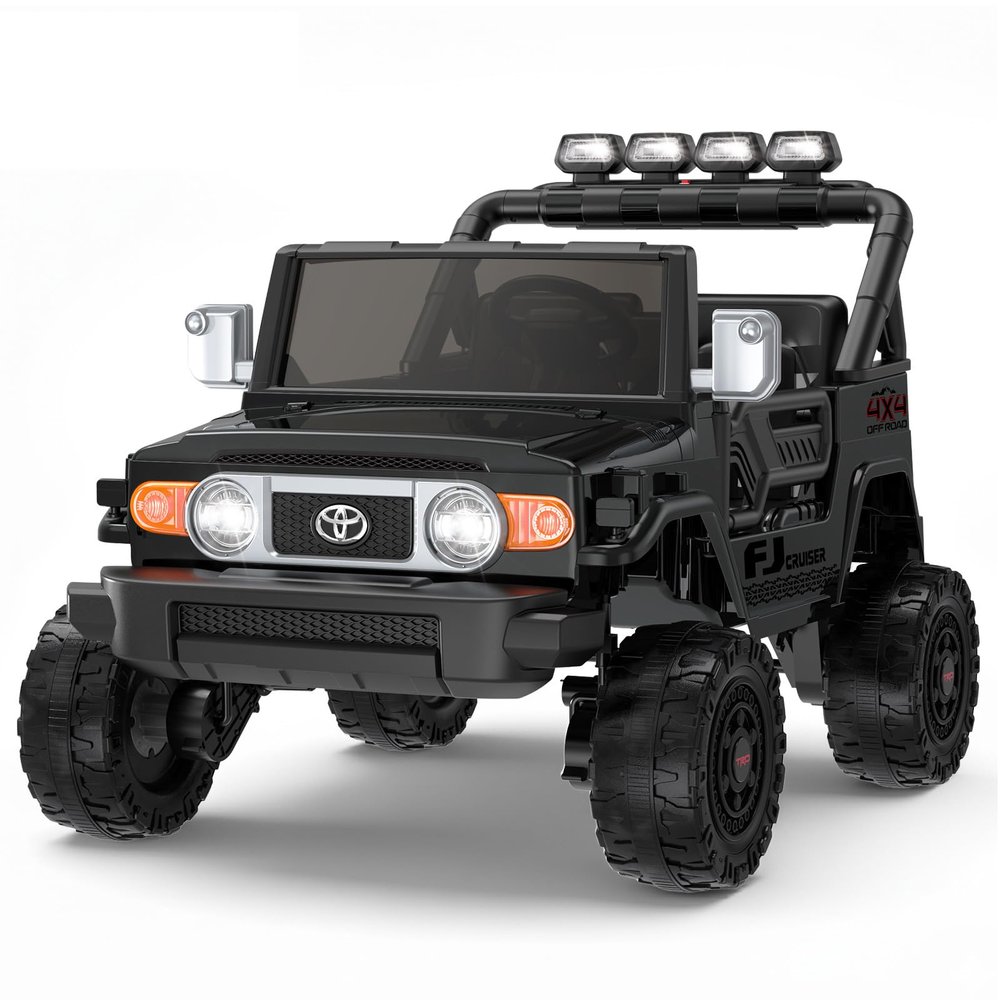 24V Ride on Toys for Kids, Licensed Toyota FJ, 2 Seater Ride on Car with Remote Control, Electric Car w/ 4-Wheeler Suspension, Led Light, Music, USB, Electric Vehicle for Age 3-8, Black
