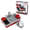 Theo Klein 7110 Bosch Mini Children's Kitchen, Sink with Water Pump Function, Hob with Light and Sound, Includes Cooking and Dinnerware, Toy for Children from 3 Years view 4