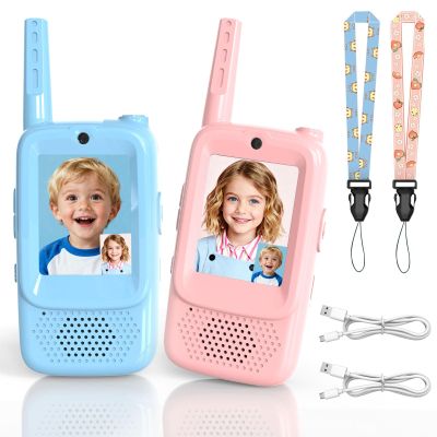 Video Walkie Talkies for Kids, 2 Pack HD Screen Walkie-Talkies for Ages 312 with 4 Voice Effects, Long Range, Indoor & Outdoor Toys for Camping, Hiking, Family Games, Great Birthday