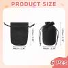 HEARTOOL Drawstring Dice Bag 2.36"x4.92" Durable Velvet Fabric Cosplay Coin Pouch Perfect for Dice Storage & Jewelry & Chess & Tarot Cards & Board Gaming Accessories (Black, 6pcs) view 2