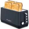 4-Slice Toaster Extra Wide Long Slot with Warming Rack, 6 Browning Levels Bagel Defrost Reheat, Removable Crumb Tray Stainless Steel Matte Blue 1500W view 1