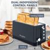 4-Slice Toaster Extra Wide Long Slot with Warming Rack, 6 Browning Levels Bagel Defrost Reheat, Removable Crumb Tray Stainless Steel Matte Blue 1500W view 2