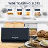 4-Slice Toaster Extra Wide Long Slot with Warming Rack, 6 Browning Levels Bagel Defrost Reheat, Removable Crumb Tray Stainless Steel Matte Blue 1500W view 4