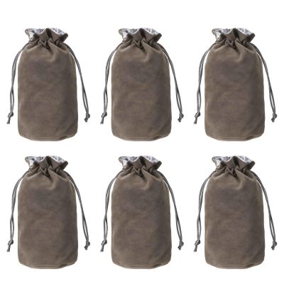 HEARTOOL Drawstring Dice Bag 3.15"x6.89" Durable Velvet Fabric Cosplay Coin Pouch Perfect for Dice Storage & Jewelry & Chess & Tarot Cards & Board Gaming Accessories (Gray, 6pcs)