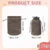 HEARTOOL Drawstring Dice Bag 3.15"x6.89" Durable Velvet Fabric Cosplay Coin Pouch Perfect for Dice Storage & Jewelry & Chess & Tarot Cards & Board Gaming Accessories (Gray, 6pcs) view 2