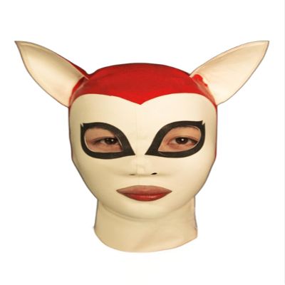 AiCc stylists Latex Mask Halloween Rubber Long Ears Fox Cosplay (L)