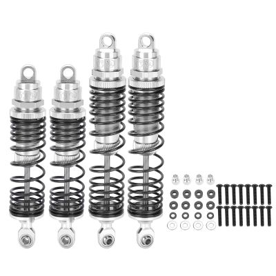Cufaee 4Pcs RC Shock Absorber, Metal Front and Rear Shock Absorber, Springs Damper for SLASH 1/10 RC Cars Replacement Accessories (Silver)
