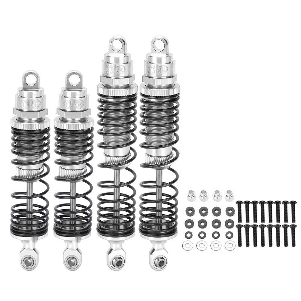 Cufaee 4Pcs RC Shock Absorber, Metal Front and Rear Shock Absorber, Springs Damper for SLASH 1/10 RC Cars Replacement Accessories (Silver)