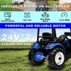 24V Kids Ride On Tractor w/Remote Control, 3IN1 Riding Tractor w/Trailer&Front Loader, Power Wheels 24V Ride on Toys for Boys Girls, Kids Ride on Excavator Toy (Blue Tractor with Trailer&Front Loader) view 2