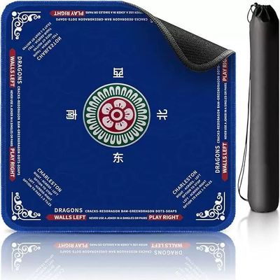 Chinese Mahjong Mat with Storage Bag, Neoprene Mahjong Table mat, 31.5x31.5 Inch, Non-Slip and Noise Reduction Table Cover for Board Games, Tile Games, Mahjong, Dominoes (Blue)