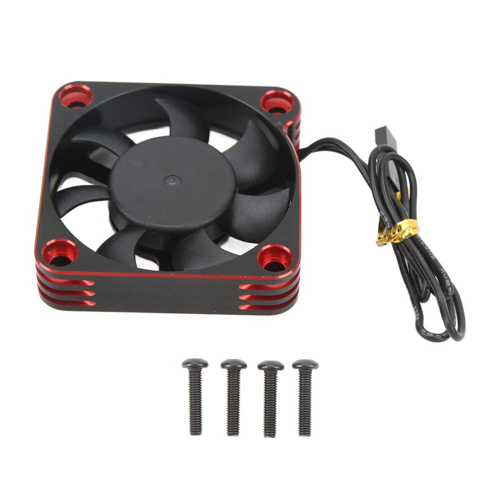 50mm RC Motor Cooling Fan Heat Sink JST Plug Aluminum Alloy Cooler for RC Inductive Non Inductive Motor (Black Red)