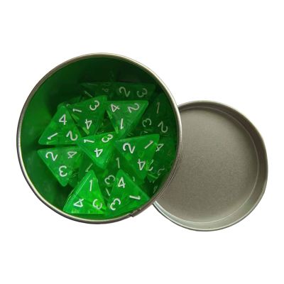 25Pcs Acrylic Polyhedral Dice 4 Sided Dice Portable with White Numbers with Storage Case for Board Game Role Playing Friends, Green