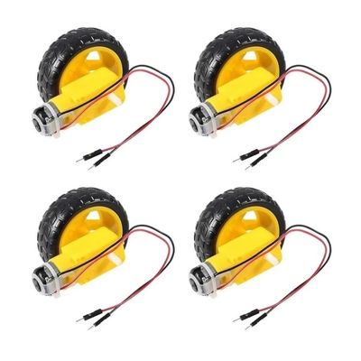 4 Sets TT Motor DC 3-6V Gearbox Motor Dual Shaft 200RPM Ratio 1:48 Motor with Tire Wheel Kit Compatible for Arduino DIY Smart Car Robot