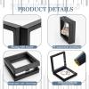 80 Sets 3D Floating Frame with Stand, 3 Sizes Challenge Coin Display Holder, Small Shadow Box for Earrings, Rings, Brooch, Military Medal, Black view 3