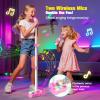 Kids Rechargeable Karaoke Machine Toys with Adjustable Stand, 3-5 4-6 7 8 Year Old GirlsWireless Microphone Gifts, Bluetooth Speaker with 2 Mic Toddler Birthday Gift for Girl Ages 3-8 view 2