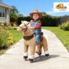Qaba Ride on Horse for Kids 3-5 Years, 31.5 Inch Height Plush Riding Pony, Walking Horse Animal with Rolling Wheels for Active Play, No Batteries Required, Brown view 2