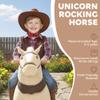 Qaba Ride on Horse for Kids 3-5 Years, 31.5 Inch Height Plush Riding Pony, Walking Horse Animal with Rolling Wheels for Active Play, No Batteries Required, Brown view 3
