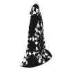 LOKLNEYK Black White Formula Checkered Flags Pattern Print Hooded Cape For Teenagers-Oversized Hood, For Halloween, Cosplay view 2