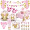 166 Pcs Oh Twodles Birthday Party Supplies Girl, 2nd Birthday Decorations for Girl Paper Plates Napkins Cups Tablecloth Banner for Pink Gold Oh Twodles Birth day Decorations for Girls Serve 16 Guests view 1
