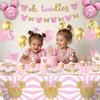 166 Pcs Oh Twodles Birthday Party Supplies Girl, 2nd Birthday Decorations for Girl Paper Plates Napkins Cups Tablecloth Banner for Pink Gold Oh Twodles Birth day Decorations for Girls Serve 16 Guests view 2