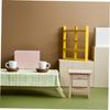 Abaodam Scale Miniature Bedside Table Raw Wood Nightstand Cabinet for Dollhouse Bedroom and Living Scene Unfinished Natural Wood Finish Dual Function Side Cabinet Model Accessory view 4